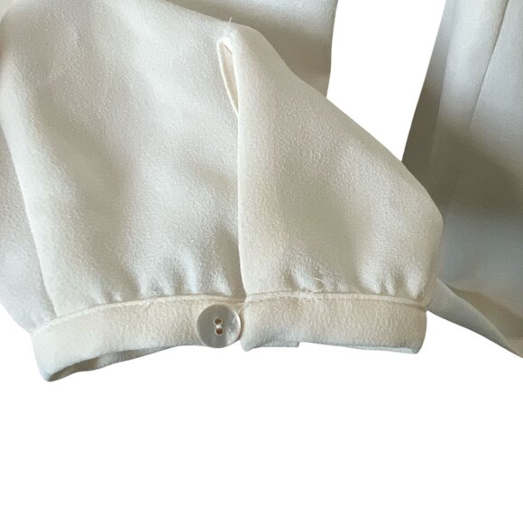 J. Jill Ivory Polyester Crepe Long Sleeve Faux Wrap Long Sleeve Blouse Medium - Picture 5 of 9